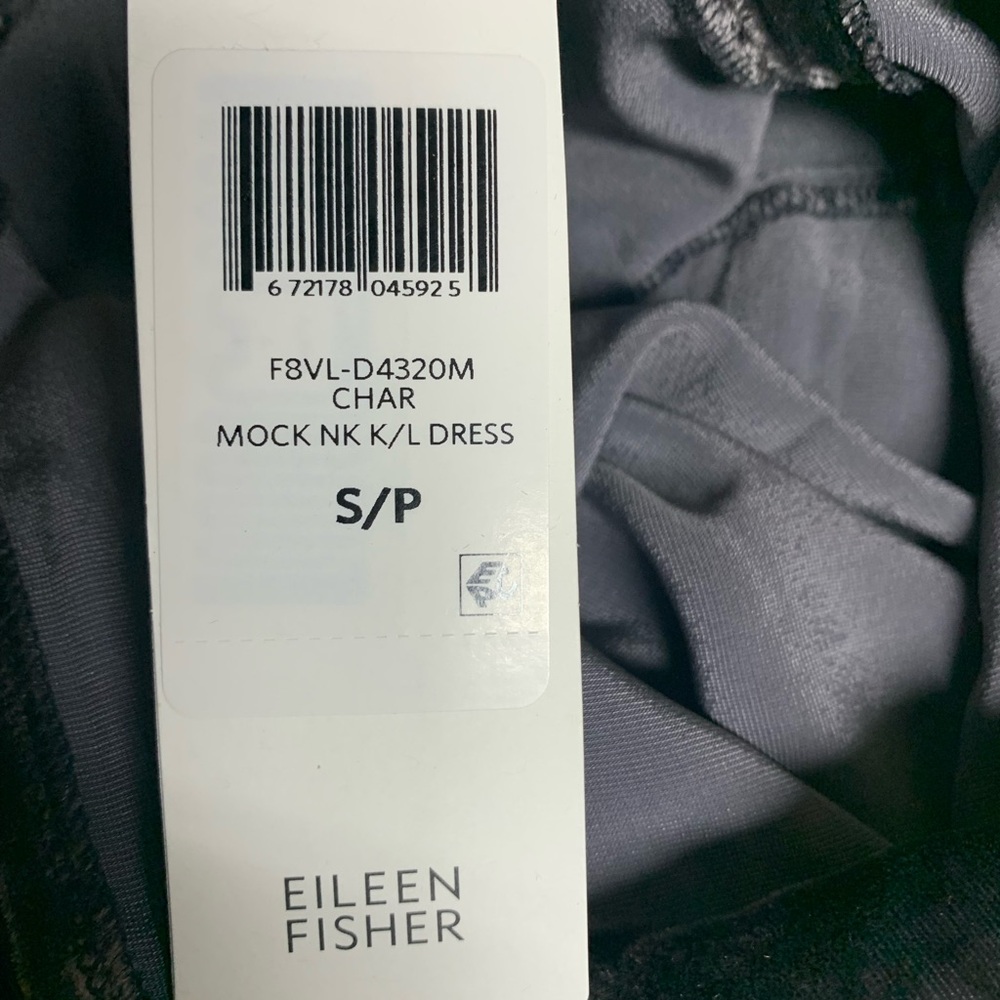 NEW Eileen Fisher Charcoal Crushed Silk Blend Velvet Tie Back Dress Size S - Picture 5 of 8